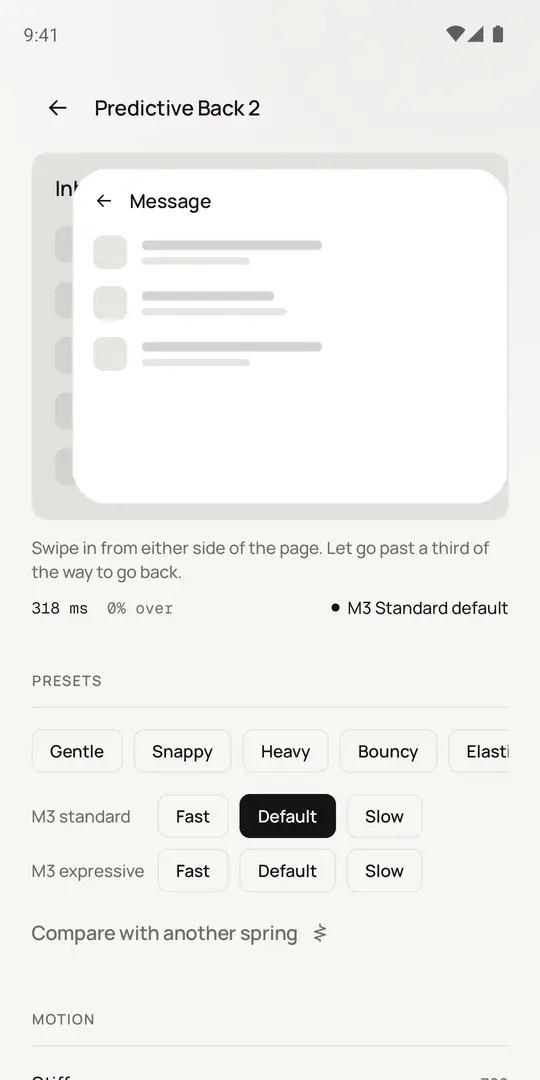 Predictive back editor mid-swipe